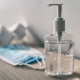 hand sanitizer and mask